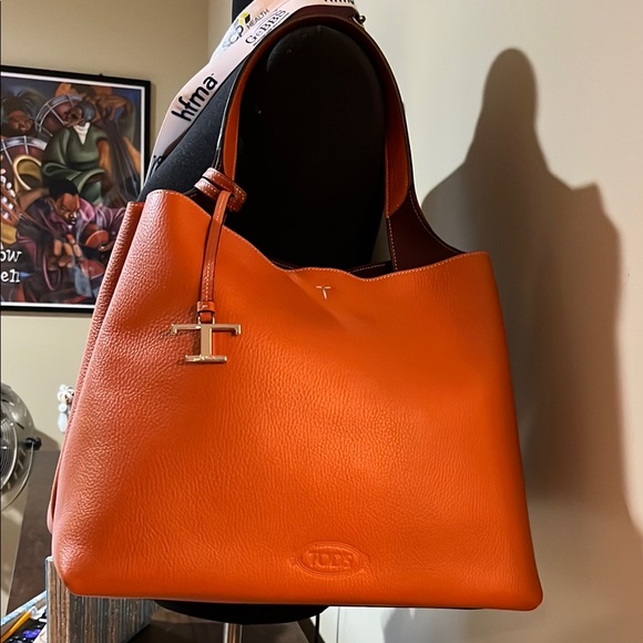 Tod's Handbags - Tod’s Orange Large Leather Tote Bag